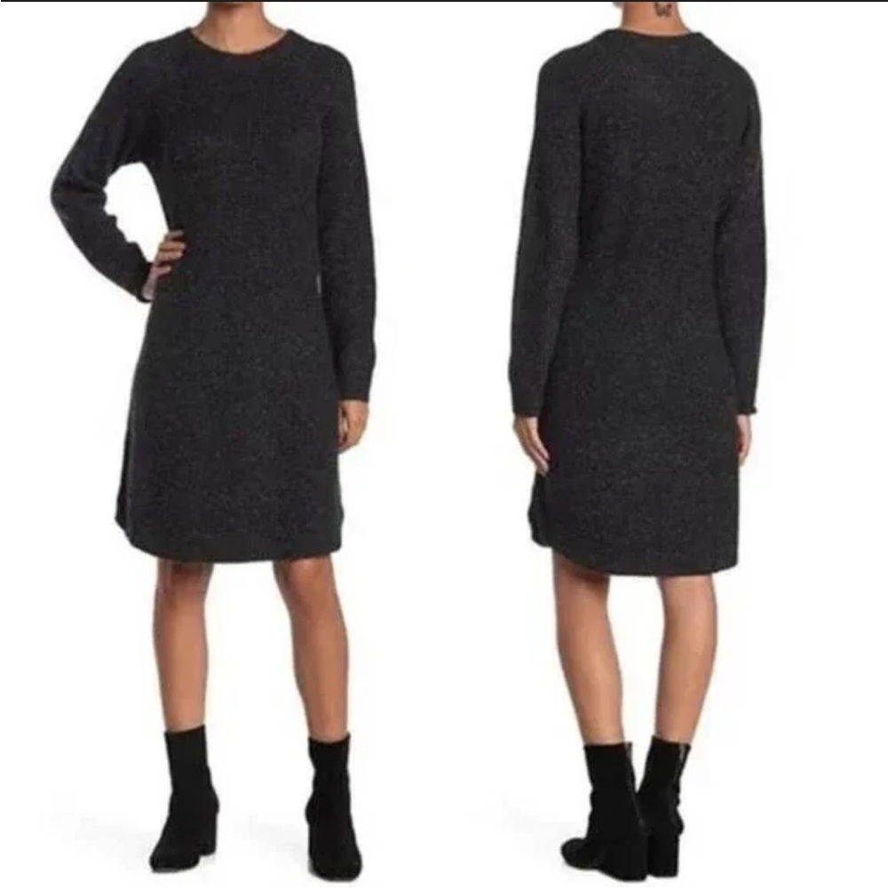 Madewell Curved Hem Sweater Dress Donegal Thunder Heather Gray Size Medium